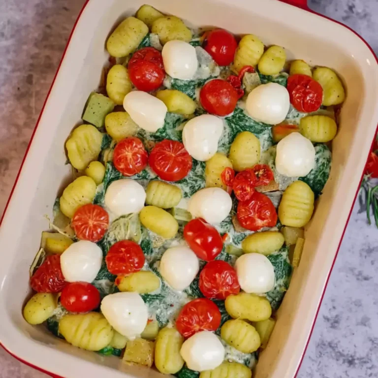 Gnocchi Auflauf mit Spinat, Tomate und Mozzarella