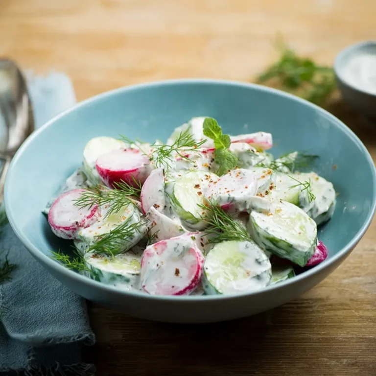 Gurkensalat mit Radieschen und Saurer Sahne