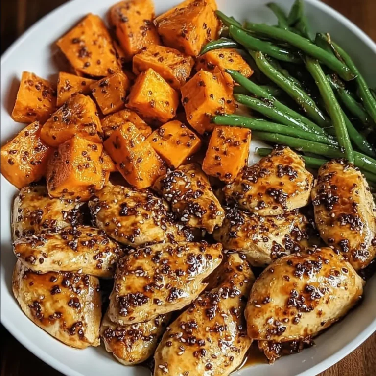Honig Knoblauch Hähnchen mit Süßkartoffeln
