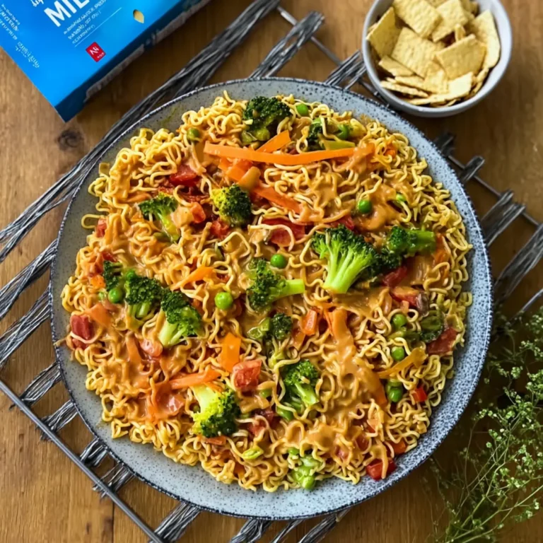 Mie Nudeln mit Erdnusssauce und Gemüse