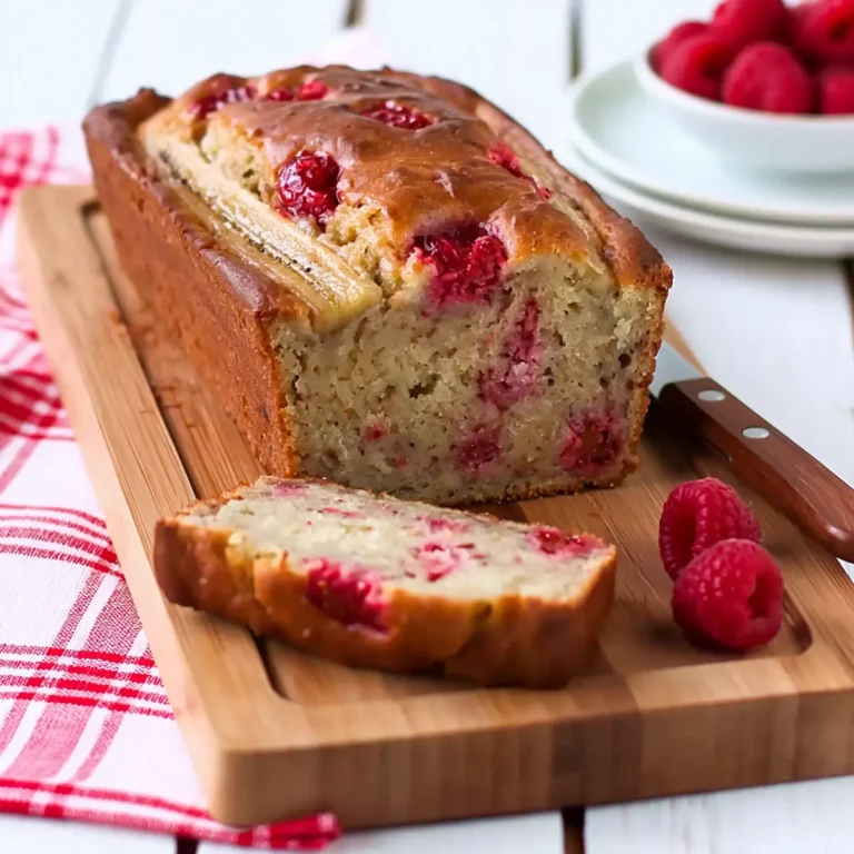 Bananenbrot mit Himbeeren