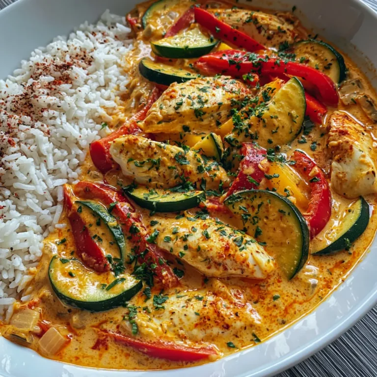 Cremiges Paprika Zucchini Hähnchen