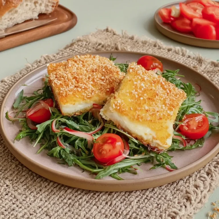 Gebackener Feta auf Rucolasalat