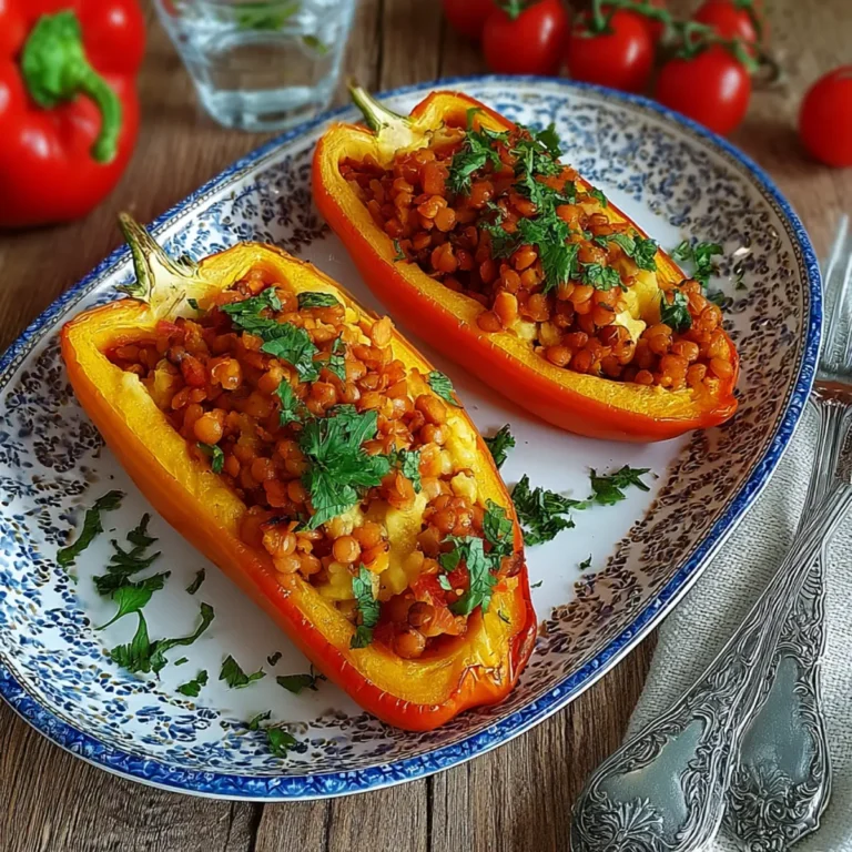 Gefüllte Spitzpaprika mit roten Linsen