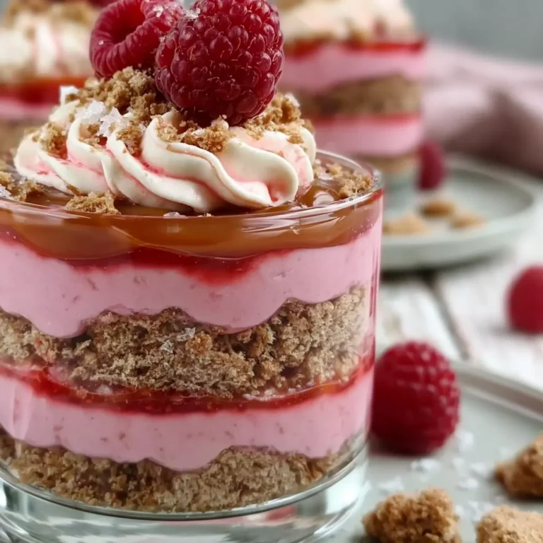 Himbeer Cheesecake mit Salzkaramell und zerstoßenen Digestive Keksen