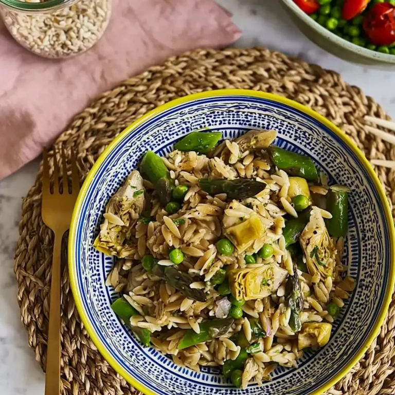Orzo Salat mit grünem Spargel