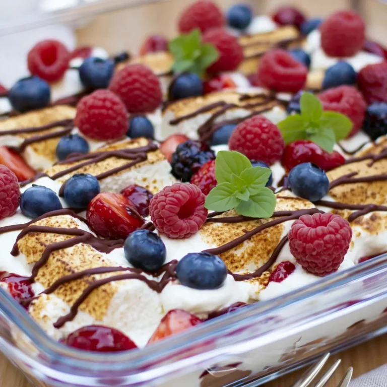 Schokokuss Nachtisch mit Quark und Beeren