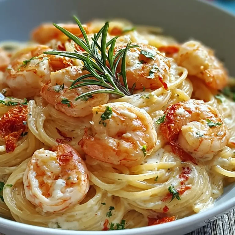 Spaghetti mit Garnelen in cremiger Frischkäsesauce