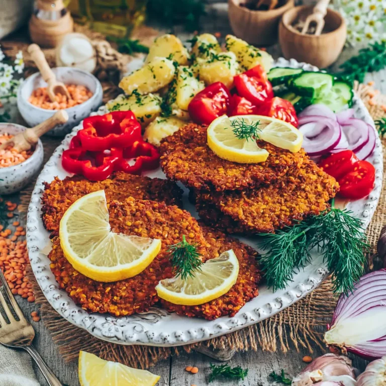 Vegane Schnitzel aus roten Linsen