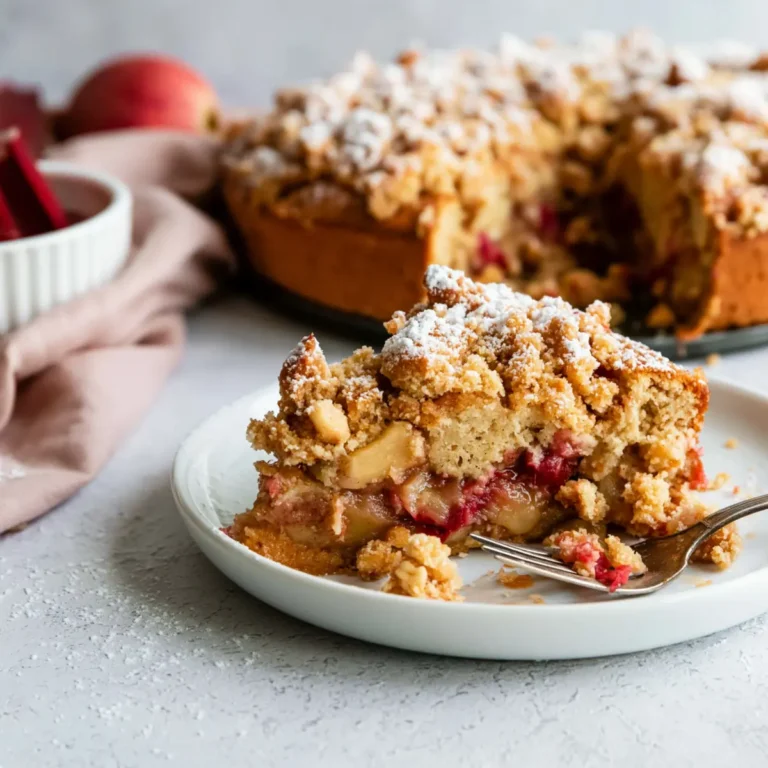 Veganer Rhabarberkuchen mit Streusel
