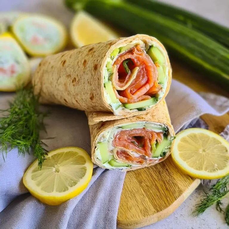 Wraps mit Frischkäse, Gurken und Räucherlachs