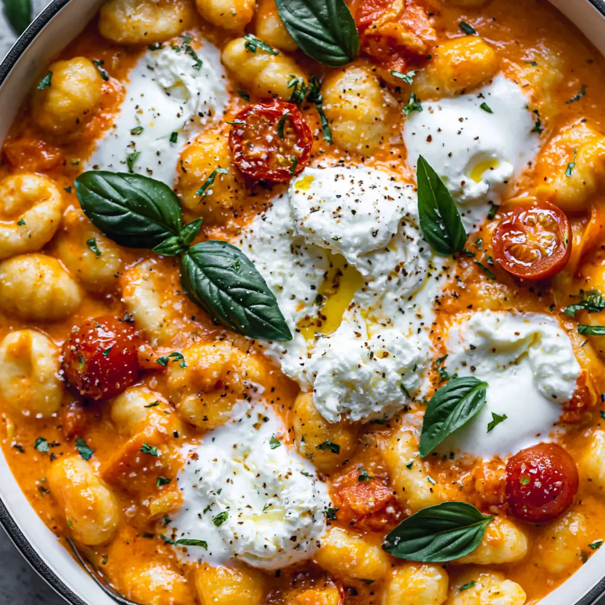 Cremige Tomaten Gnocchi mit Burrata