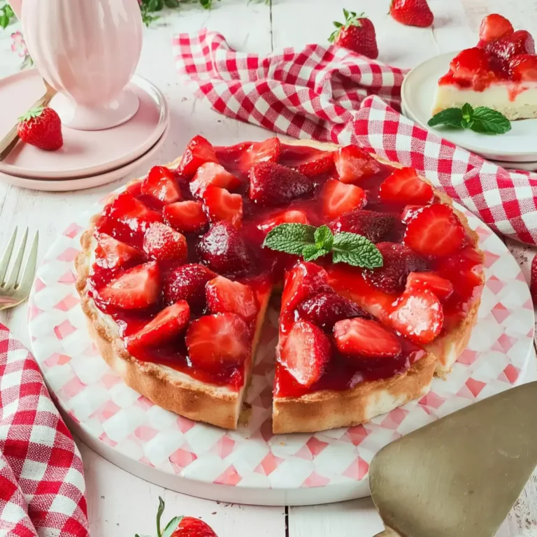 Erdbeerkuchen mit Pudding