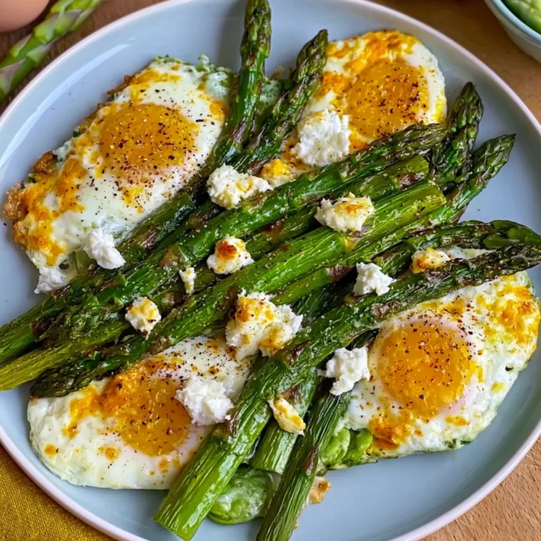 Grüner Spargel mit Eier und Feta