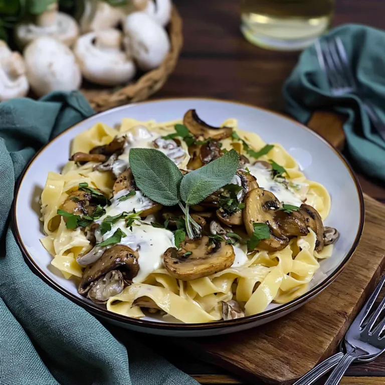 Herbstliche Weißwein Pasta mit Salbei und Pilzen
