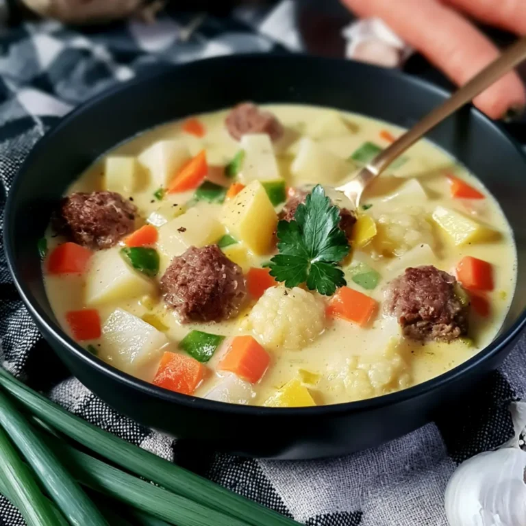 Kohlrabi Suppentopf mit Hackbällchen