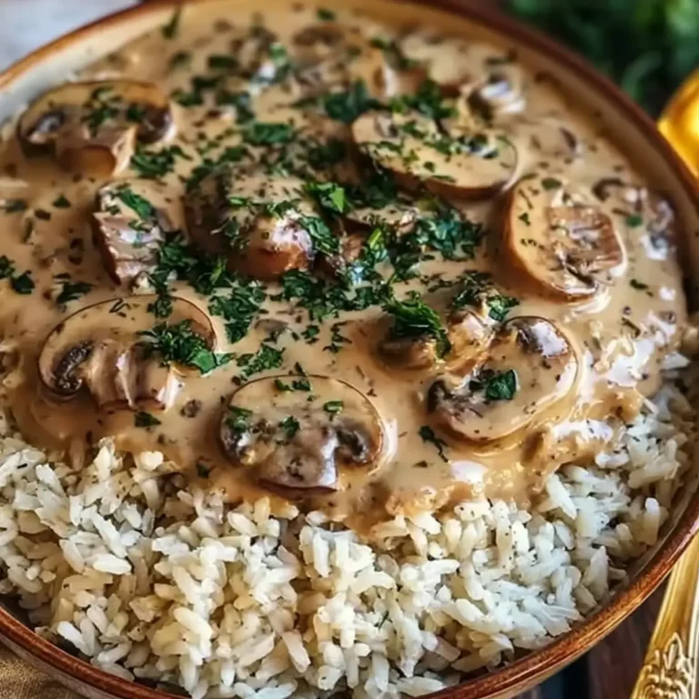 Pilz Stroganoff mit Vollkornreis