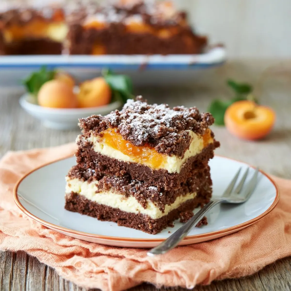 Schoko Marillenkuchen mit Streusel