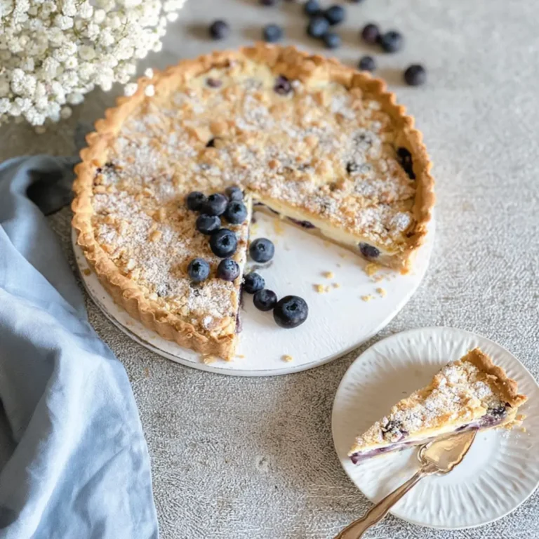 Blaubeer Tarte mit Vanille Schmand und Streuseln