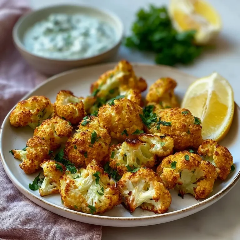 Blumenkohl Airfryer mit leckerem Kräuterquark