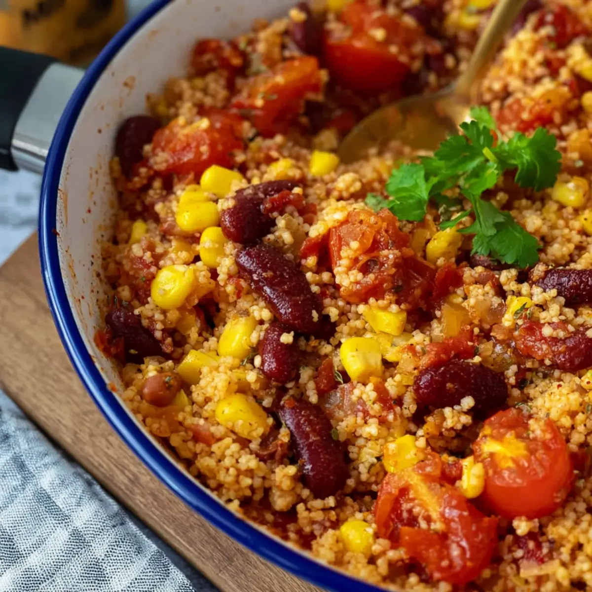 Couscous Pfanne mit Tomaten und Kidneybohnen