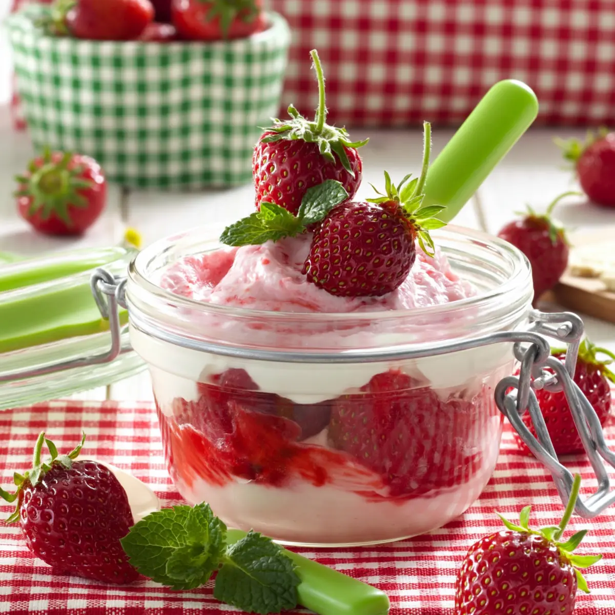 Erdbeerdessert mit Quark im Glas