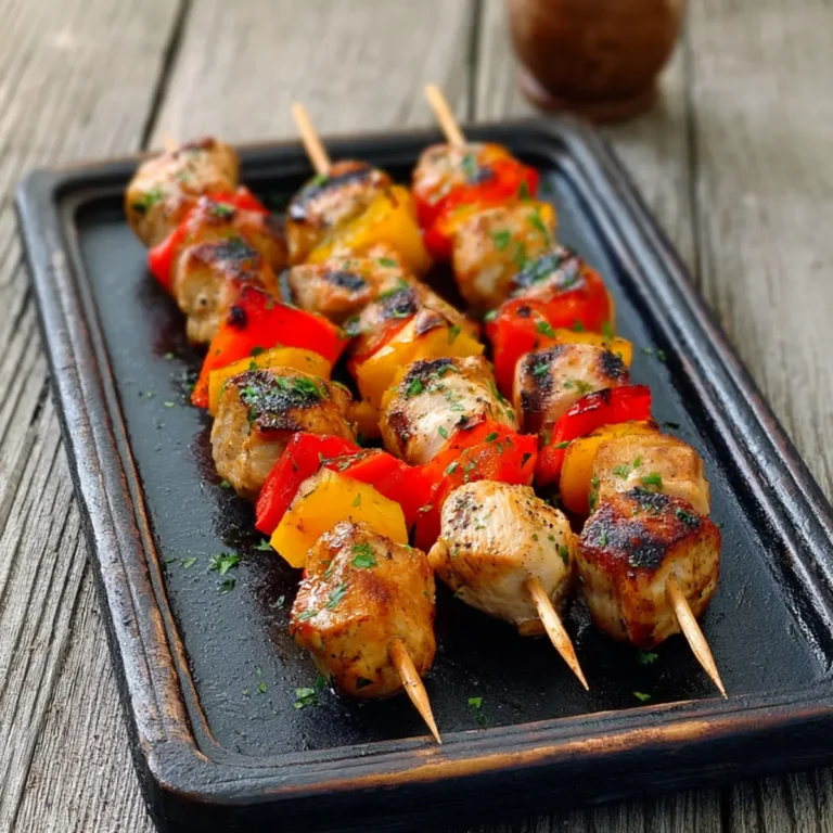 Gegrillte Hähnchenspieße mit Paprika