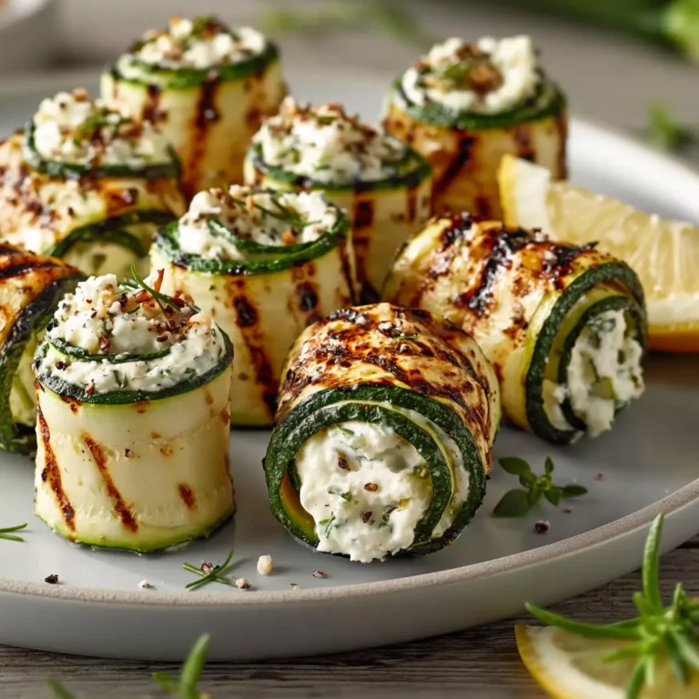 Gegrillte Zucchini Frischkäse Rollen