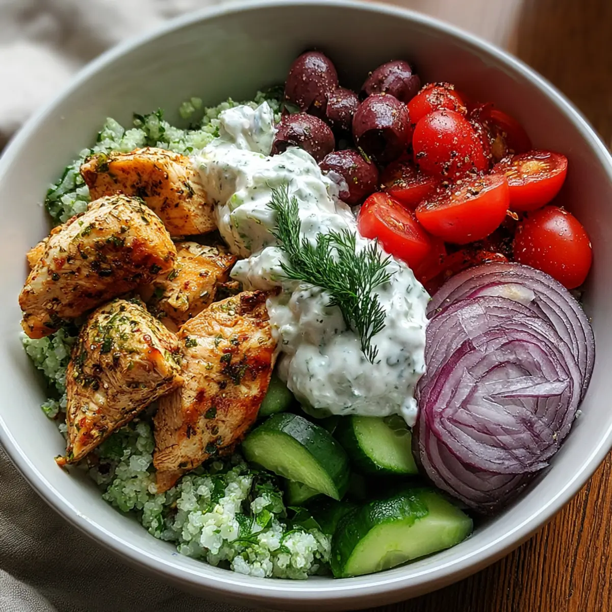 Griechische Hähnchen Tzatziki Bowl