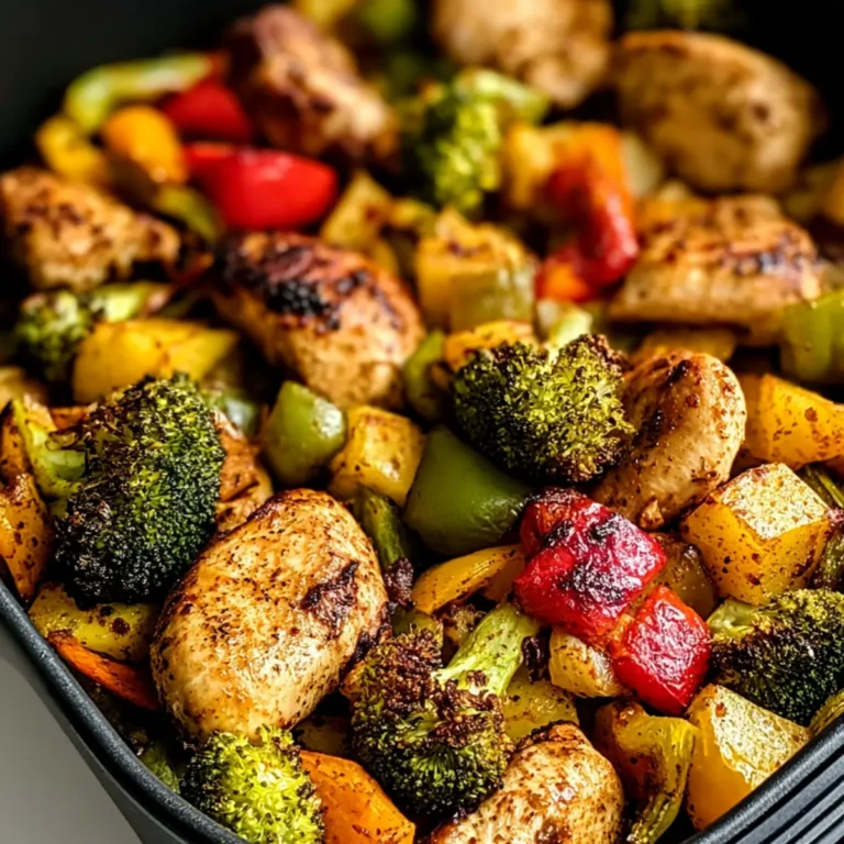 Heißluftfritteuse Hähnchen und Gemüse