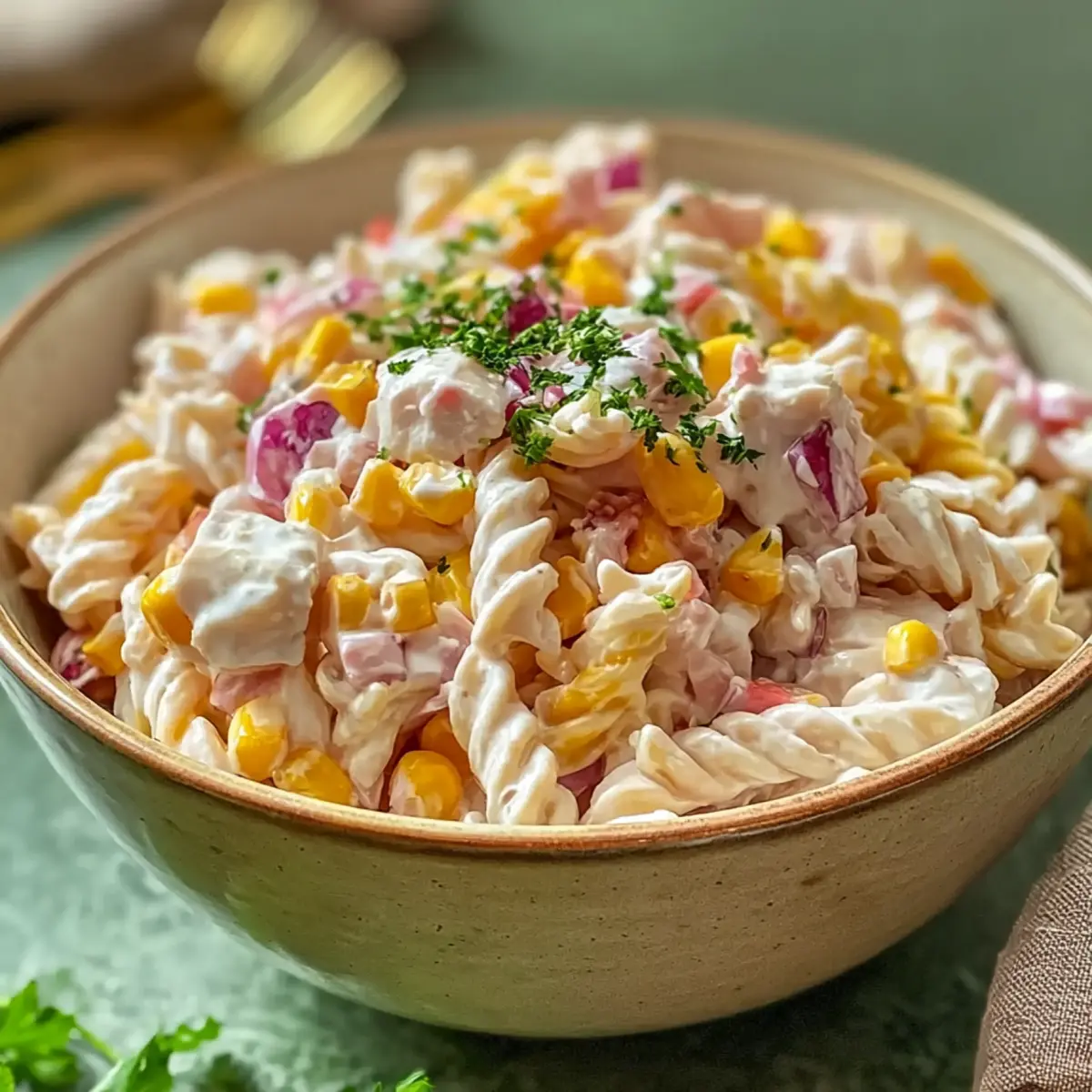 Hähnchen Pasta Salat