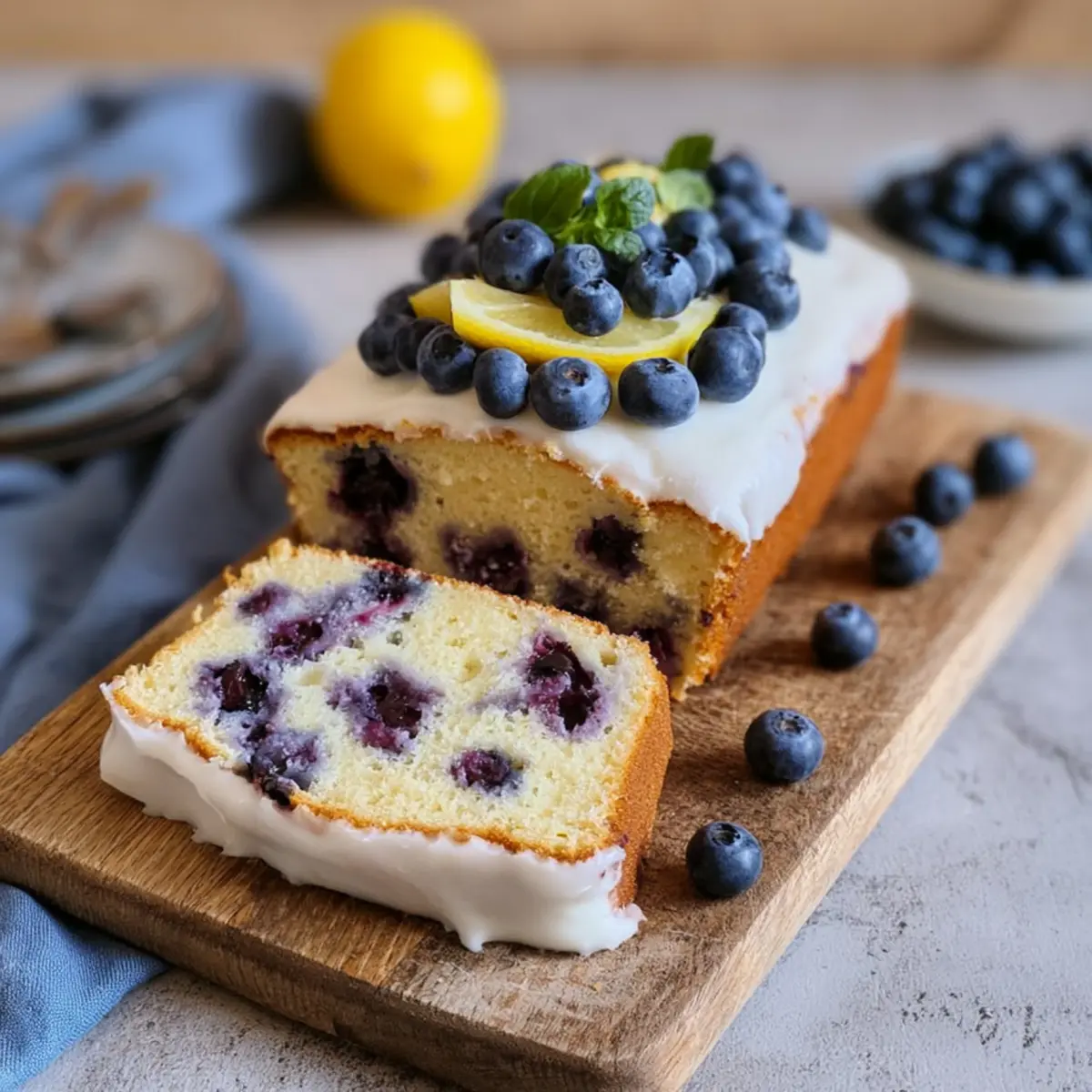 Joghurtkuchen mit Blaubeeren und Zitrone