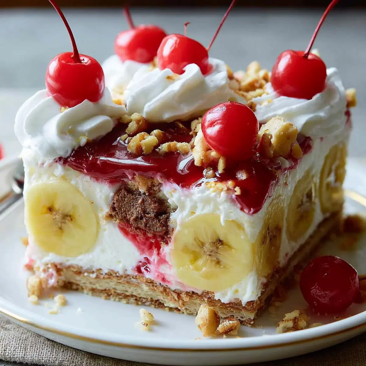 No Bake Banana Split Kuchen