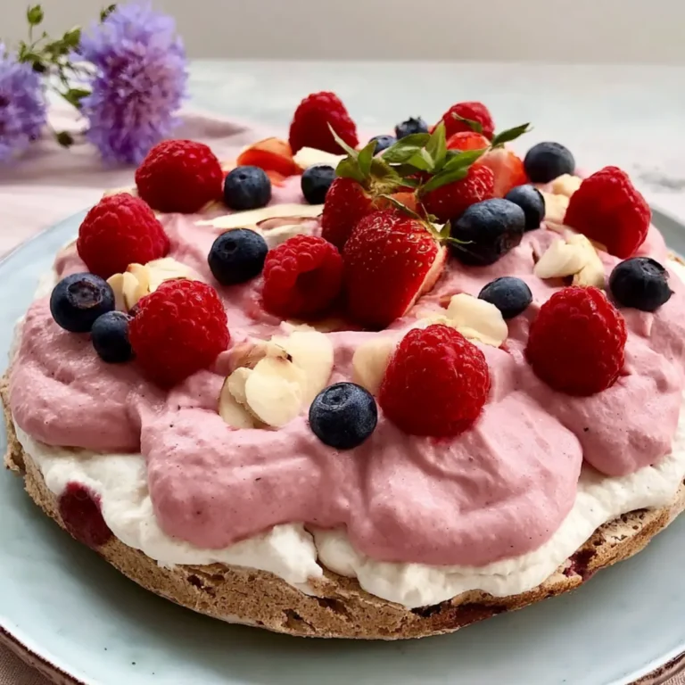 Nusskuchen mit Beerenschaum