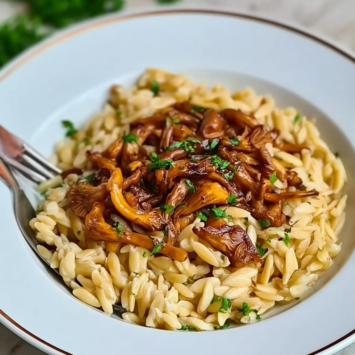 Pfifferlinge mit Orzo