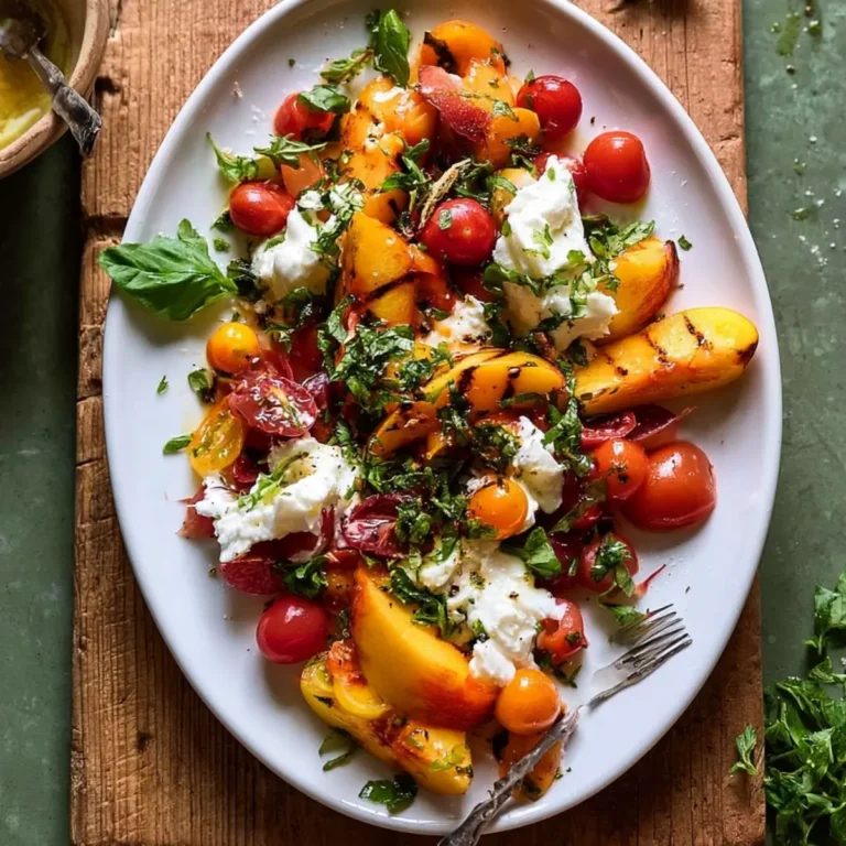 Tomaten , Pfirsich und Burrata Salat