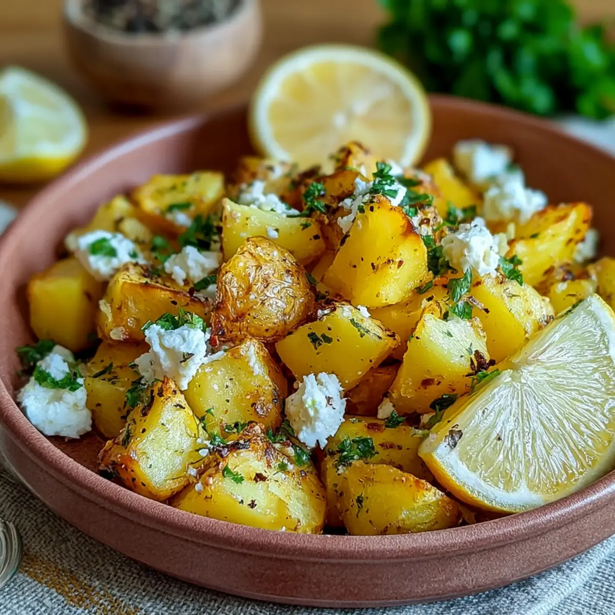 Zitronige Feta Röstkartoffeln
