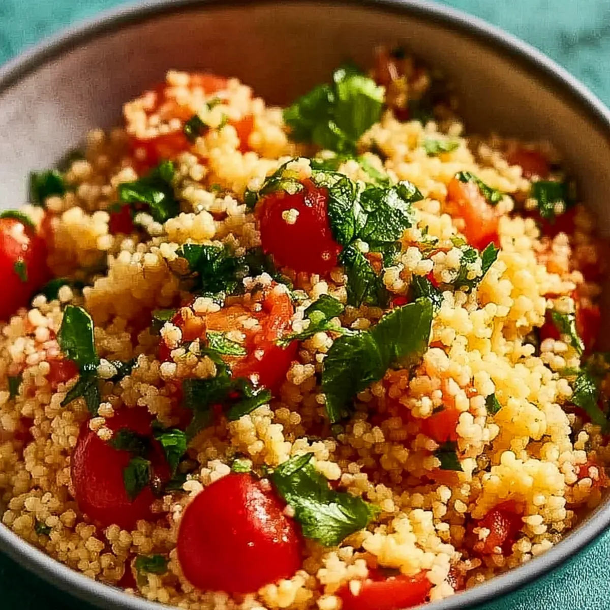 veganer Couscous Salat mit aromatisischem Knoblauchdressing